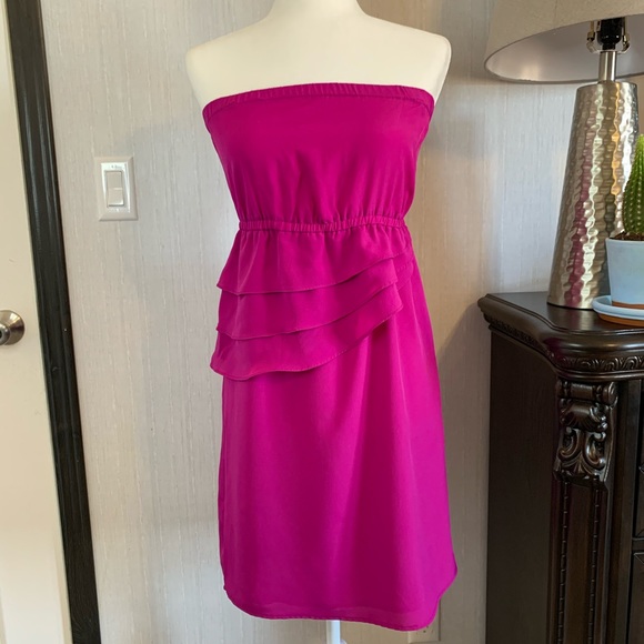 Avon Dresses & Skirts - AVON MARK  strapless ruffle purple magenta dress